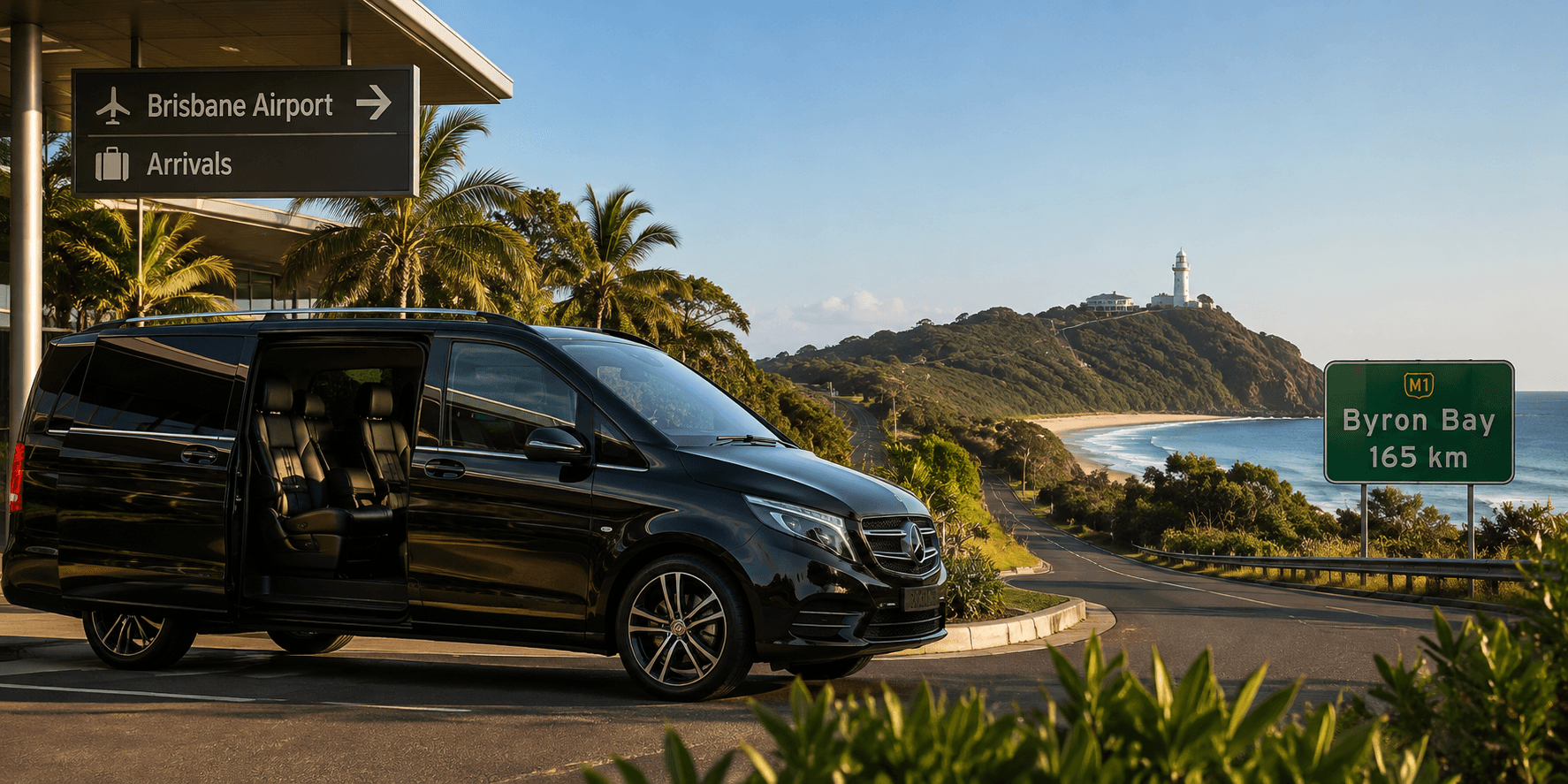 Premium private transfer vehicle for Brisbane Airport to Byron Bay
